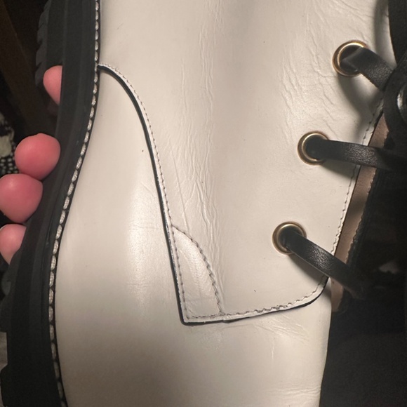 Stuart Weitzman Lexy Round Toe White Leather Lace Up (Combat) Boots - Size 11.5 - Picture 16 of 16